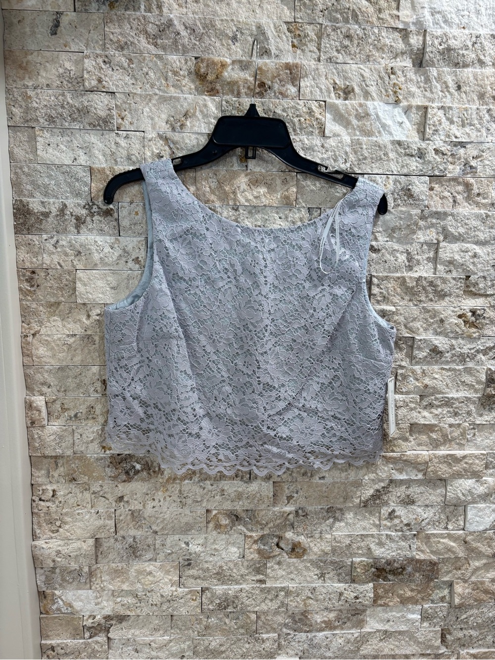 Donna Morgan Light Gray Lace Crop Tank size 12